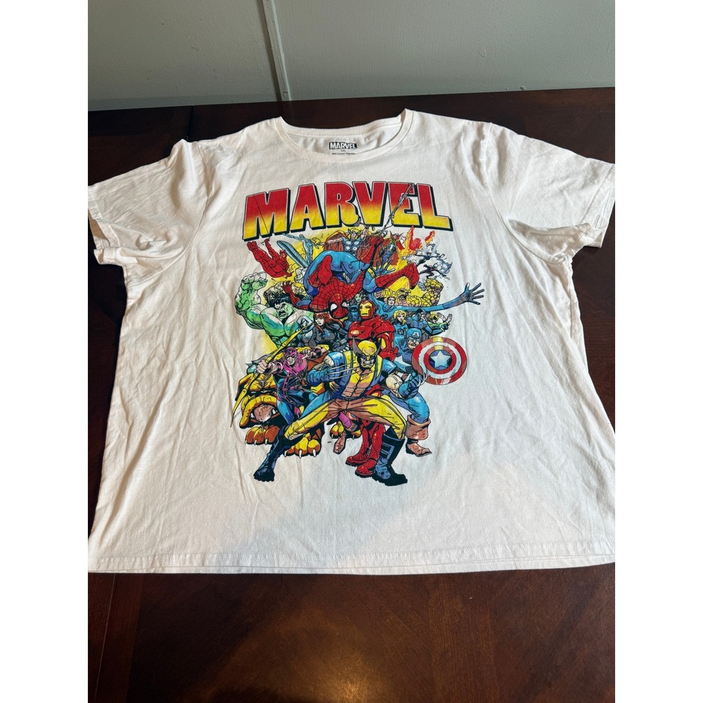 Marvel Comics Graphic T-Shirt Mens 3XL White Avengers‎ Wolverine Spider-Man Tee